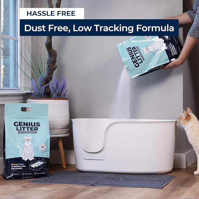 Genius Litter Health Indicating Cat Litter with Non-Clumping Lightweight Color Changing Silica Gel Crystals As Seen on Shark Tank, Non Clumping, Super Absorbent Odor Control (1 Bag (6lb))