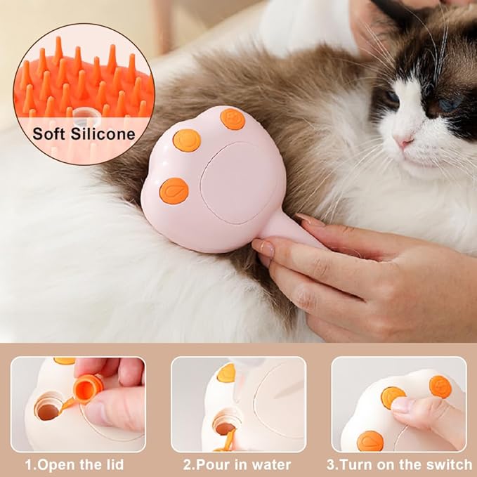 Cat Steam Brush, Pet Grooming Brush USB Charging Dog Spray Comb with Water Tank for Cats Dogs Hair Shedding