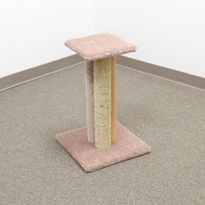 Coastal Charm Premier Triple Cat Scratcher - Multi-Surface Scratching Post with Sisal, Wood, and Carpet Beige