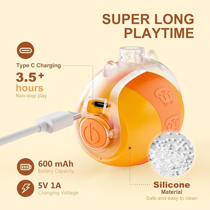 New Fi Smart Interactive Cat Toy Ball with Remote Control & Sound | Motion-Activated Automatic Cat Toy with 2 Elastic Tails, Red Dot & Find Function for Indoor Cats & Kittens