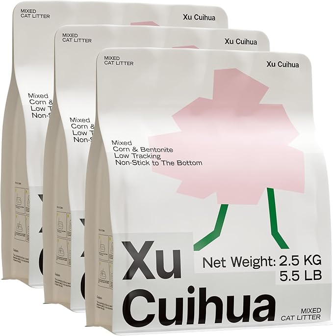 Bentonite Mix Cat Litter, Strong Clumping Litter, Odor Control, Easy Scooping, Clumps Lift Cleanly, Low Dust, Corn & Cassava Litter, 5.5 LB x 3 Bags