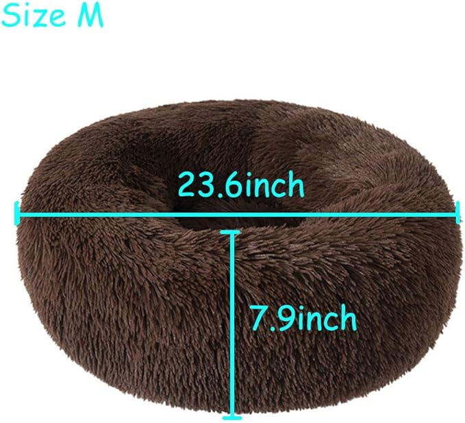 BODISEINT Modern Soft Plush Round Pet Bed for Cats or Small Dogs, Mini Medium Sized Dog Cat Bed Self Warming Autumn Winter Indoor Snooze Sleeping Cozy Kitty Teddy Kennel (24'' D x 8'' H, Chocolate)