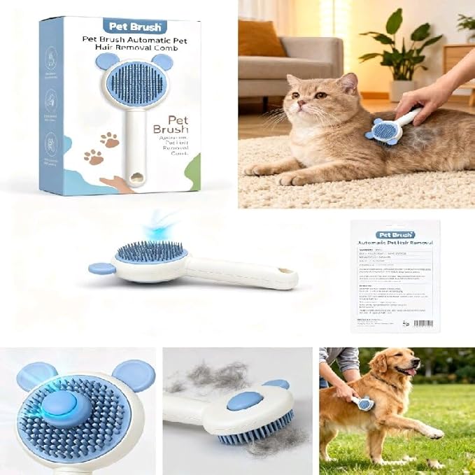 Cat Grooming Brush for Indoor Cats, Suitable for Long-haired or Short-haired Cats, Cat Hair Brush,Dog, Kittens, Rabbits Massage to Remove Loose Fur, Blue