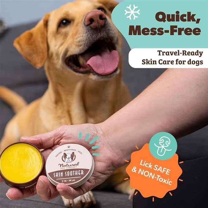 Natural Dog Company Skin Soother Bundle, Includes 2oz Tin + 0.15oz Stick, All Natural Healing Balm for Dogs, Relieves Dry, Itchy Skin, Treats Skin Irritations, Wounds, Hot Spots, Dermatitis