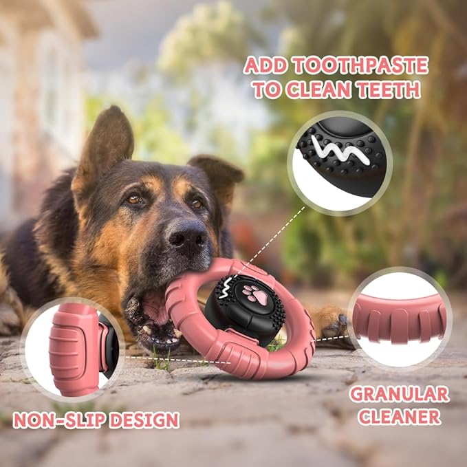 Dog Toys for Aggressive Chewers Large Medium Breed, Indestructible Squeaky Dog Chew Toys, Tough Nylon Rubber Interactive Dog Toys to Keep Them Busy