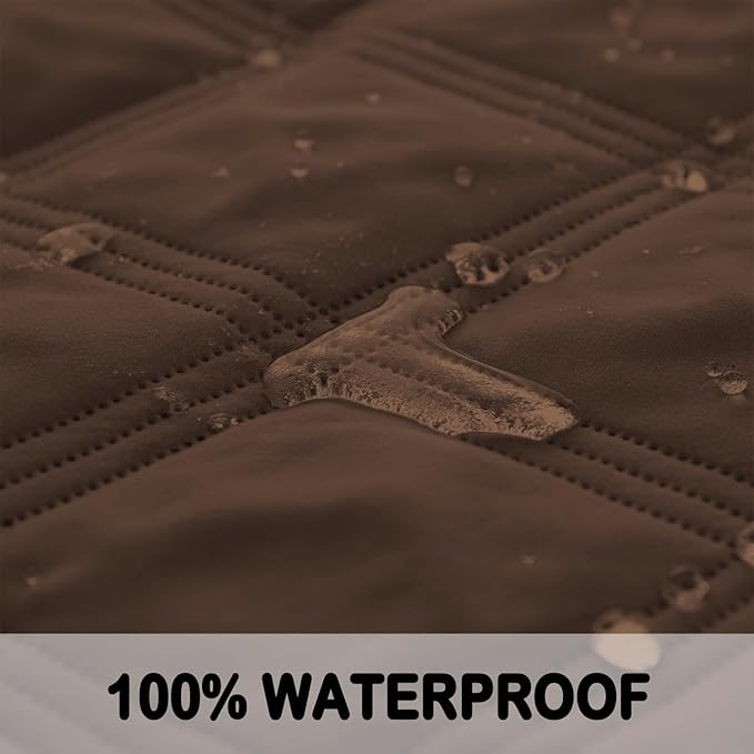 fuguitex Waterproof Dog Blanket Reversible for Small Dogs Resistant Leakproof Washable Couch Cushion Bed Protector Cover for Indoor Furniture Pet Friendly（82"*82",Brown+Chocolate