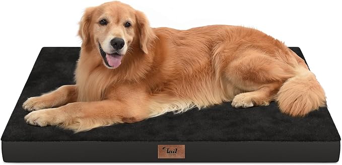 Orthopedic Dog Bed for Extra Large Dogs, XL Comfort Pet Mat for Large Sized Dog 44x32 Inch, Egg Crate Foam with Removable Washable Oxford Cover, Black