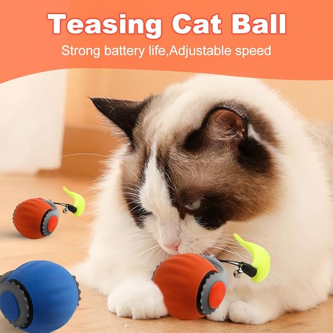 Speedy Tail 3.0 Cat Toy, 2026 New Speedy Tail Interactive Cat Toys for Indoor, Smart Automatic Moving Tail, Cat Toys Ball with Tail Two Speed Adjustment (Blue)