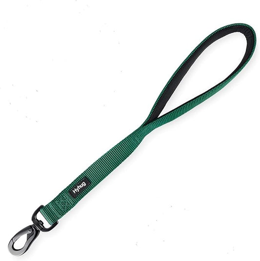 Hyhug Nylon Short Dog Leash with Soft Padded Handle, Single Handle Leash, Durable Heavy Duty, Ideal for Anti-Pulling Dog Training,Perfect for Large Medium Small Breeds (18 Inches, Dark Green)