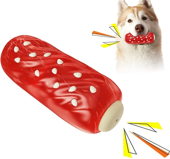 LiuMelinda Dog Chew Toys for Aggressive-Chewers - Indestructible Dog Toy for Aggressive Chewer，Tough Chew Toys for Dogs （Rubber Red Meat Stick）
