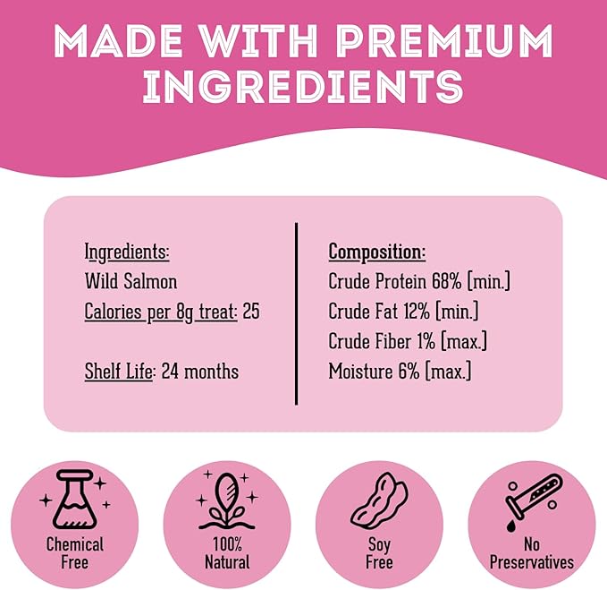 The Granville Island Pet Treatery Dehydrated Wild Salmon Treats for Dogs & Cats (3 oz, Pack of 1) Single Ingredient to Maintain Nutrients Vitamins and Healthy Oils Made in Canada