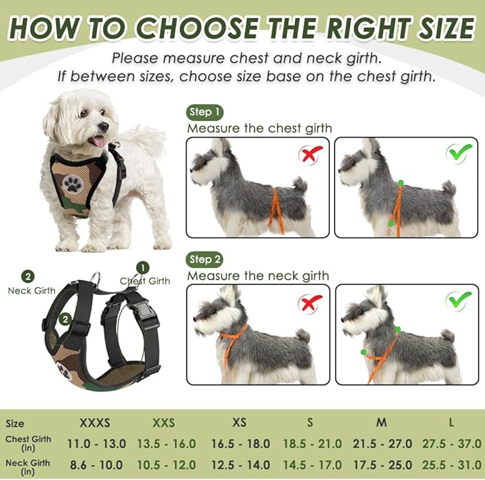 SlowTon Dog Seat Belt Harness for Car, Dog Car Harness Adjustable Mesh Breathable & Dog Seatbelt Safety Tether with Elastic Bungee for Small Medium Large Pets(Camouflage, Double Clip, L)