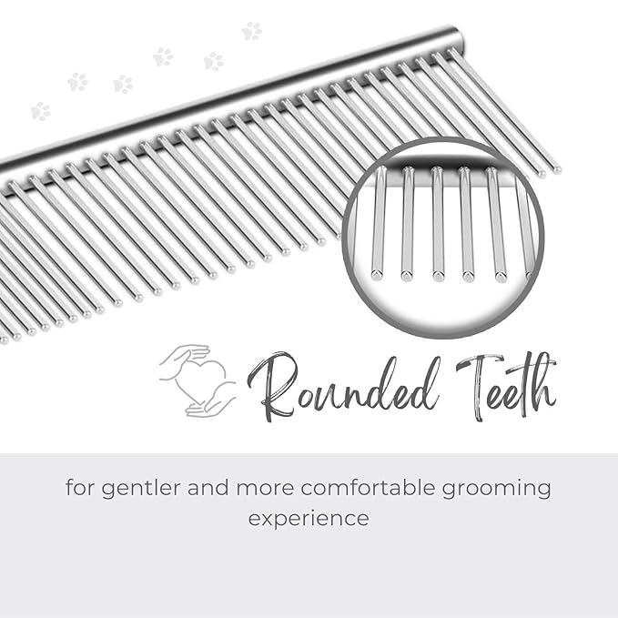 Flexzion Grooming Comb for Dogs – Stainless Steel Professional Cat Comb and Animal Tool for Removing Tangles and Knots on Medium Pets with Smooth Needle Teeth – 40mm, 1 Medium