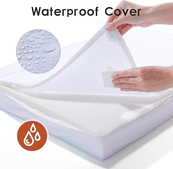 Orthopedic Dog Bed for Large Dogs, 36"x27"x6" Memory Foam Pet Bed with Washable Microsuede Cover, TPU Waterproof Liner & Nonskid Bottom, for Indoor, Outdoor, Crate ＆ Car Use, Khaki