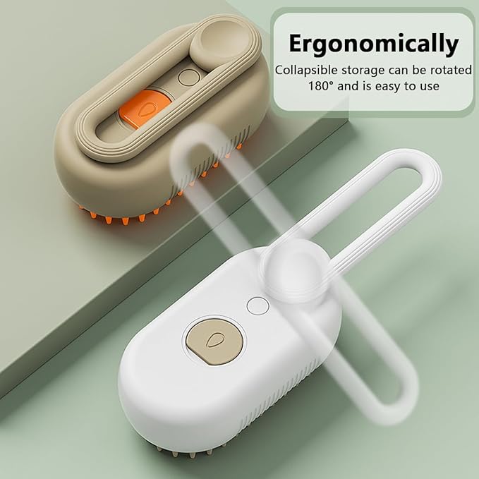 Cat Steam Brush, 3 in 1 Pet Steam Cats Brushes Rechargeable Anti-Static Grooming Brushe, Vibration Massage Cleaning Shedding & Combing Multifunctional Hair Removal Comb for Cats Dog (Khaki)