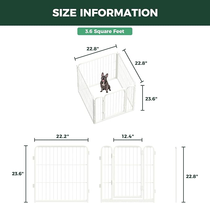 FXW Homeplus Unleashed Indoor Dog Playpen - Stress-Free and Safe Play, Heavy Duty 24 Inch 4 Panels Dog Pen for Puppy and Small Dogs, White│Patented