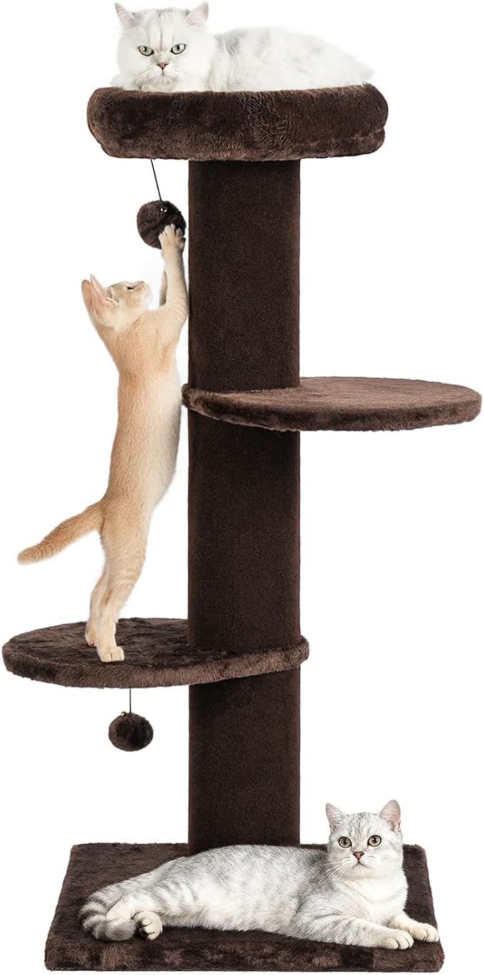 Cat Craft Cat Scratching Post with Bed Carpet Scratching Post with Perch Cat Pole for Indoor Cats Cat Tree Tower, Brown