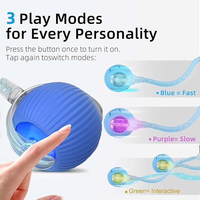 Speed 2.0 Tail Interactive Cat Toys for Indoor Cats, Chirping & Motion Activate Ca t Toy, Smart Kitten Rolling Ball Moving Ball Toys, Rechargeable Dog Cat Bal l for Enrichment Exercise (Red)