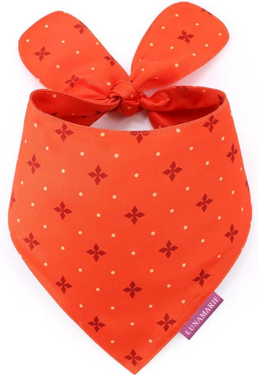 LunaMarie - Luxury Pet Birthday Bandanas -Premium & Silky Poly Fabric | 100% Handmade | Custom Shape Dual Layered (Ember, X-Small)