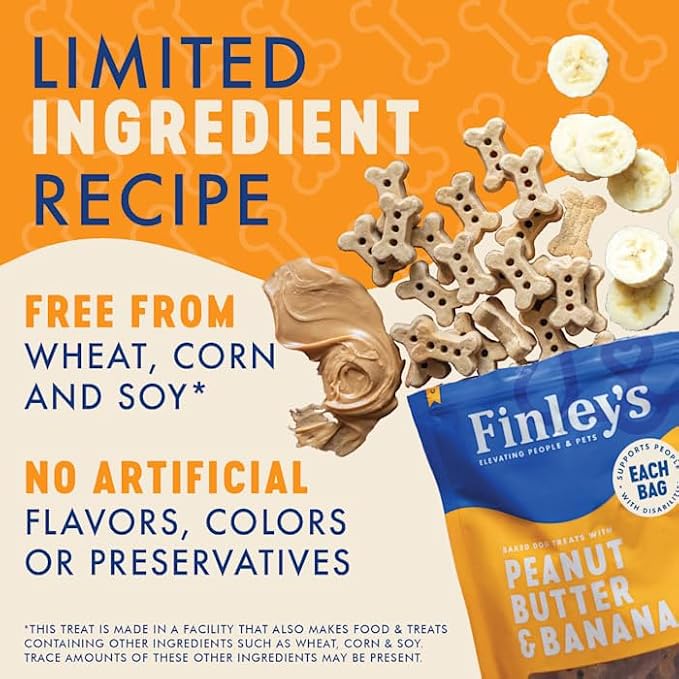 Finley's Peanut Butter & Banana Dog Biscuit Treats, All Natural, Limited Ingredient Dog Treats, 12 Ounce (Pack of 1)