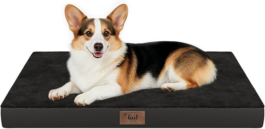 Orthopedic Dog Bed for Large Dogs, Plush Washable Pet Bed for Large Size Dogs with Egg Crate Foam & Removable Oxford Cover, 36x27 Inch, Black