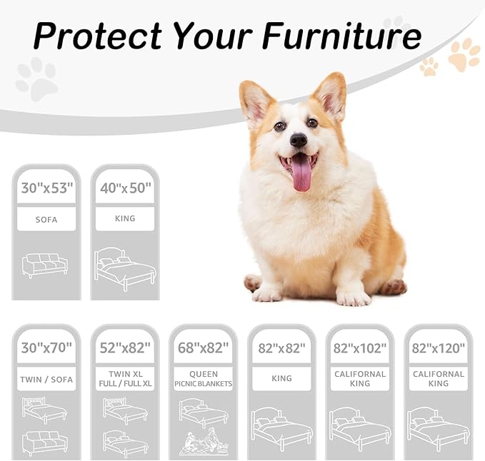 hyha Waterproof Dog Bed Blanket, Soft Pet Blankets, Waterproof Couch Cover for Dogs, Reversible Sofa Covers Washable for Furniture (52x82 Inch, Brown/Beige)