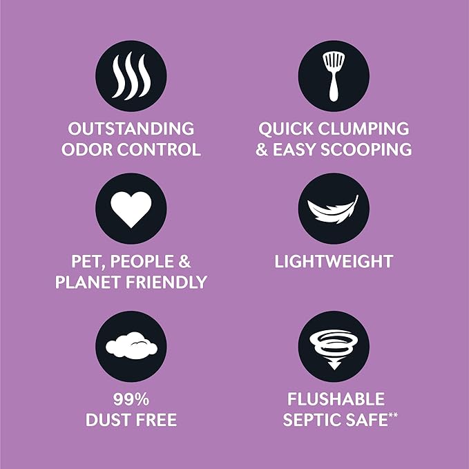 WORLD'S BEST CAT LITTER Multiple Cat Lavender Scented 15-Pounds - Natural Ingredients, Quick Clumping, Flushable, 99% Dust Free & Made in USA - Calming Fragrance & Long-Lasting Odor Control