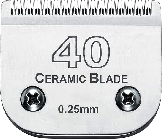#40 Blades Dog Grooming Clipper Replacement Blades Compatible with Andis/Wahl/Oster Dog Clippers,Detachable Ceramic Blade & Stainless Steel Blade,Size #40 Cut Length 1/100"(0.25mm)