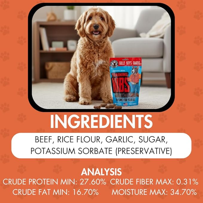 Bully Boy's Famous Beef Training Nibs Dog Treats | Free from Wheat, Corn, Soy, or Gluten | USA Sourced Ingredients | with Smokehouse Beef | Made in Utah | 7 oz - 3 Pack