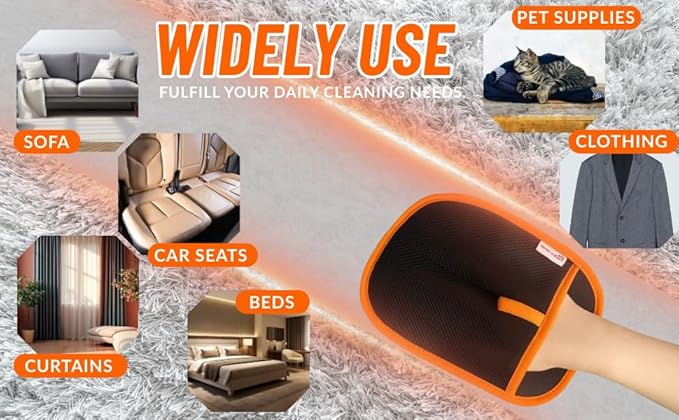 2 PC RivOcen Pet Hair Removal Brush Gloves, Electrostatic Reusable Cat Dog Hair Remover Grooming Glove Tool. Reusable Magic Brush Pet Hair Remover Tool for Carpet, Couch,Car Seat, Laundry.