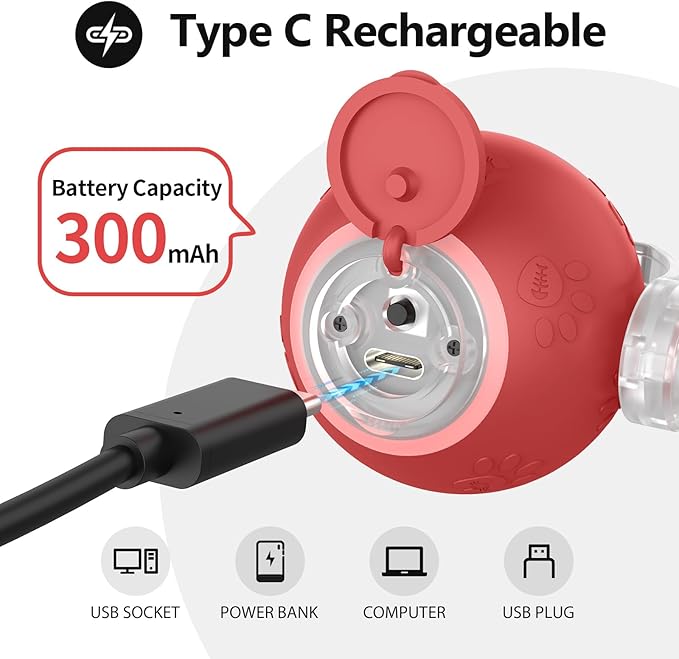 Interactive Cat Toys, Automatic Moving Cat Toys for Bored Indoor Adult Cats, Fast Rolling, Chirping & Motion-Activated Kitty Toys, Fun Gift for Cats with Speedy Tail 2.0, USB Rechargeable (Red)