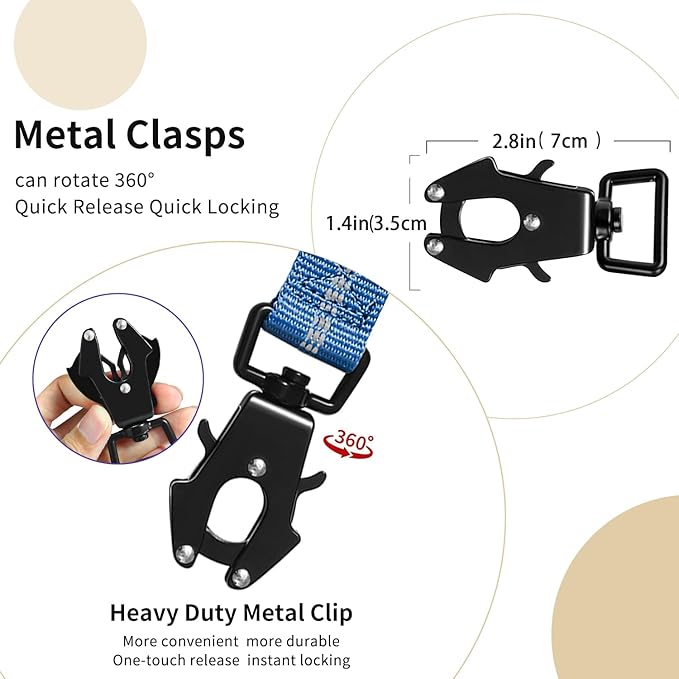 Heavy Duty Tactical Bungee Dog Leash, 4-6FT Shock Absorbing Tactical Dog Leash with 2 Padded Handles, Metal Carabiner Clip,Car Seatbelt, Reflective Dog Leashs for Medium Large Dogs (Blue)