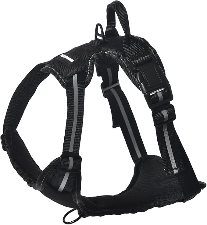 Amazon Basics No-Pull Dog Harness, Adjustable Soft Padded Vest with Reflective Stripes, X-Large, Black