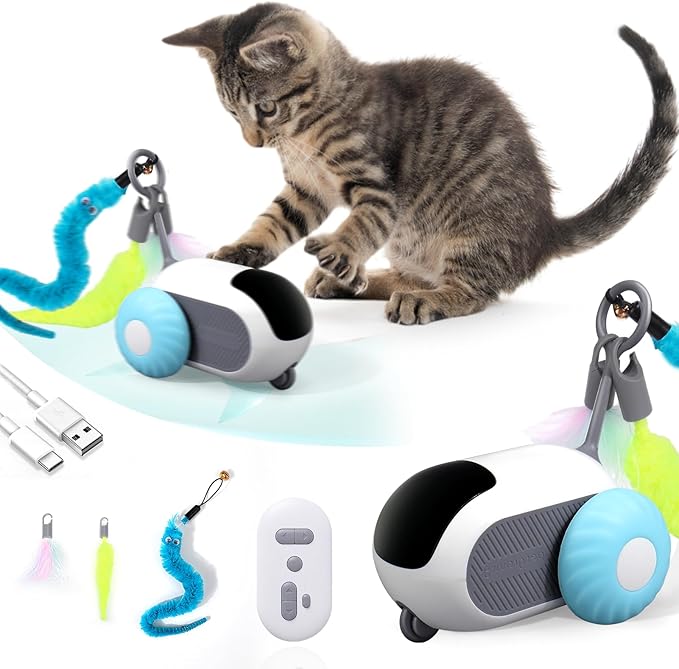 BABORUI 3.0 Upgraded Interactive Cat Toy with 2-Speed Remote Control, Automatic Toys for Indoor Cats