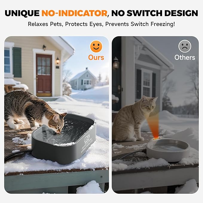 1.45 Gallon Extra-Large Heated Water Bowl for Dog&Cat,Outdoor Heated Dog Bowl with Anti-Chew Cord,Waterproof Heated Pet Bowl Provides Drinkable Water in Winter for Chickens,Squirrels,Rabbits,Grey