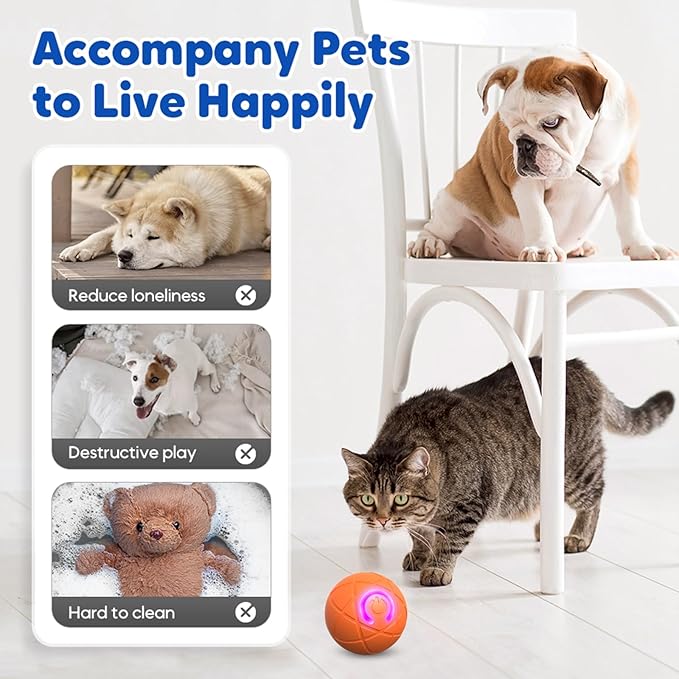 Interactive Dog Ball, 2026 Upgraded Activated Automatic Rolling Balls for Dogs, Self Moving Vibrating Smart Jumping Bouncing and Rotating Pets Toy to Keep Them Busy (HOT-2PC)