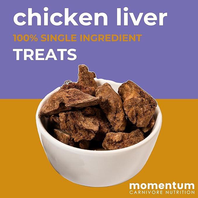 Momentum Carnivore Nutrition Freeze-Dried Chicken Liver Dog Treats & Cat Treats – Single-Ingredient, High-Protein, Grain-Free, Naturally Flavorful – Made in USA – 3.5 oz Bag