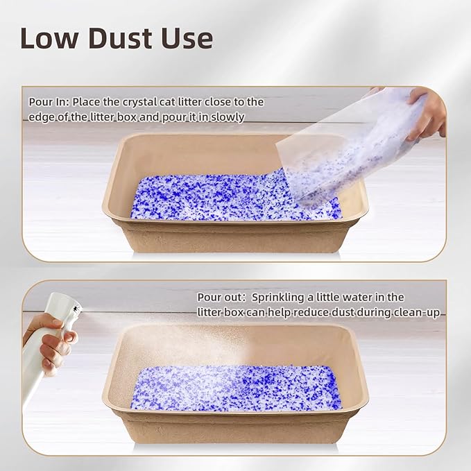 LaSyL Premium Crystal Cat Litter - 8.6 lb, Two Months Lasting - Superior Odor Control & Absorption, Non-Clumping, Low Tracking Silica Gel Safe for Pet, White & Blue (2 Bags of 4.3 lb)