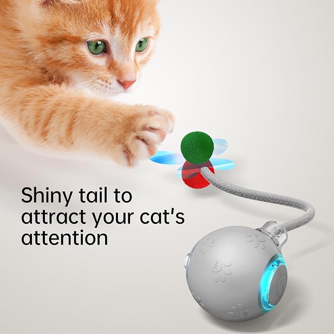 Interactive Cat Toys for Indoor Cats - Pet Toy with Speedy Tail 2.0 Christmas Birthday Gift Cat Toys for Bored Indoor Adult Cats, Motion-Activated, 2025 New Upgraded, USB Rechargeable(grey)