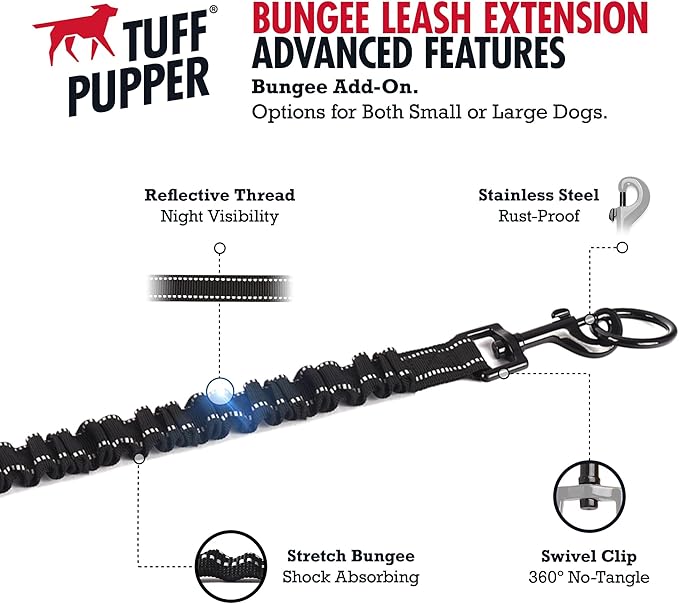 Add-On Accessory Small Size Bungee Leash Extension | Extends Hands Free Leashes by Two Feet | Requires Purchase of Hands Free Bungee Leash for Small Dogs Sold Separately