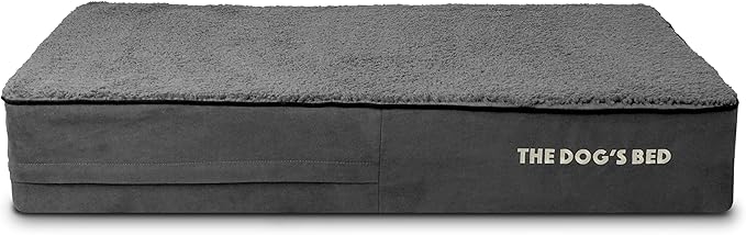 The Dog’s Bed Orthopedic Memory Foam Dog Bed, Large Grey Plush, Pain Relief for Arthritis, Hip & Elbow Dysplasia, Post Surgery, Lameness, Supportive, Waterproof Washable Cover, Veterinary Approved
