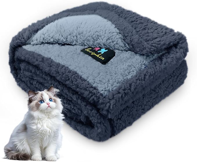 Luciphia Waterproof Pet Blanket for Medium Large Dogs Soft Cat Sherpa Calming Thick Cover Leakproof Cozy Puppy Sofa Bed Car Couch Protector(Blue/Navy,30x20 inches)