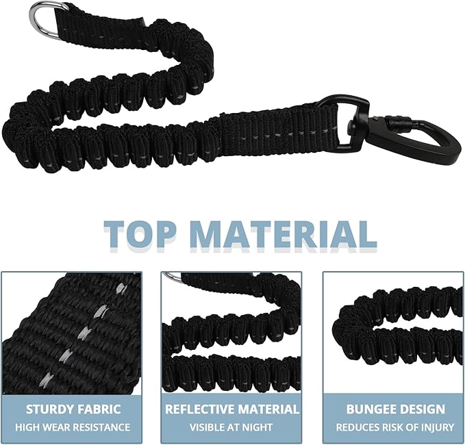 Long Dog Leash 15 FT: Heavy Duty Rope Leashes for Dogs Training with Swivel Lockable Hook Reflective Threads Bungee and Padded Handle - Dog Lead for Large Small Medium Dogs Outside Walking Hiking Grey