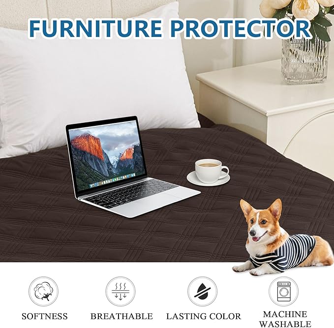 hyha Waterproof Dog Blanket, Reversible Pet Bed Blanket, Soft Sofa Couch Cover for Dogs Washable, Waterproof Pet Couch Covers for Sofa Puppy Cats Furniture Protector(68"x82", Chocolate/Chocolate)