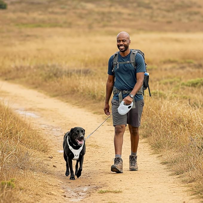 TUG Dog Harness with 2 Leash Connection Points | Adjustable, Padded, Lightweight | Handle on Back | No-Pull Front Clip (Medium, Black)