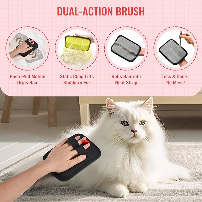 2 PCS Electrostatic Pet Hair Removal Glove, Upgraded Reusable Grooming Gloves for Dogs & Cats, Efficient Fur Remover for Couch, Car Seat, Furniture, Carpet, Animal Fur Removal Tool
