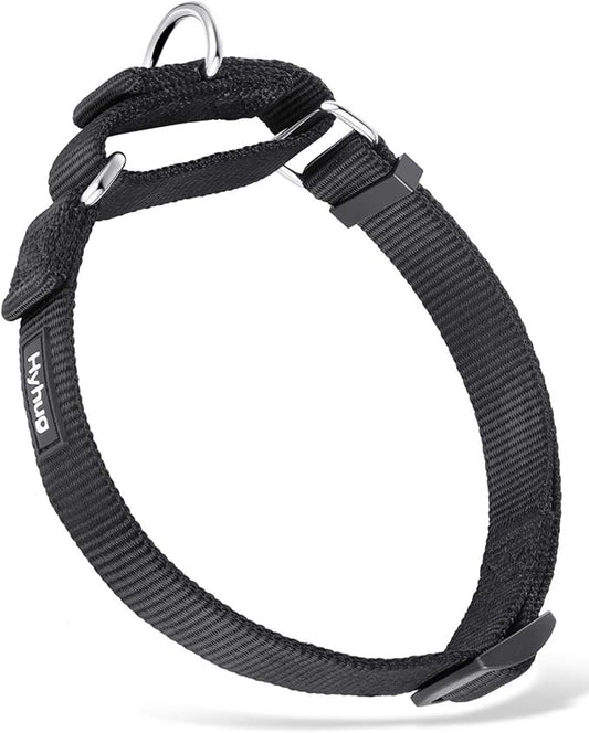 Hyhug Martingale Collar for Dogs Large Black |Escape - Proof Heavy Duty Nylon Durable No Pull, Ideal for Training & Daily Walks
