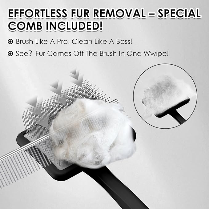Large Slicker Brush for Dogs – 3pc Grooming Kit with Undercoat Rake & Comb, Deshedding Pin Brush for Mats & Shedding on Long-Haired & Double-Coated Dogs, Cats, Poodles & Goldendoodle, Black