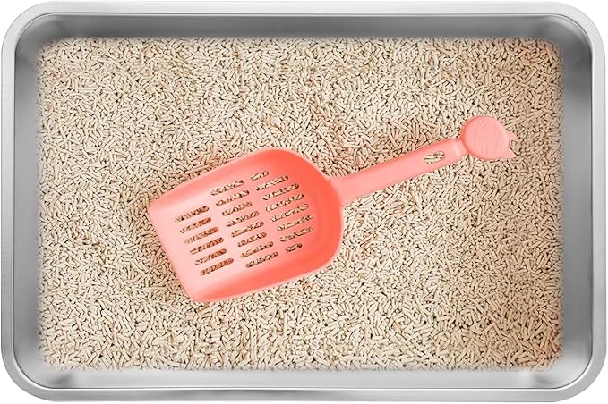 Kichwit Large Stainless Steel Cat Litter Box with High Sides, Metal Litter Pan for Big Cats, Non Stick Smooth Surface, Easy to Clean (23.4" L x 15.5" W x 7.6" H)