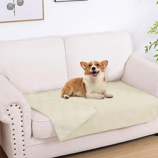 hyha Waterproof Dog Blanket, Reversible Pet Bed Blanket, Soft Sofa Couch Cover for Dogs Washable, Waterproof Pet Couch Covers for Sofa Puppy Cats Furniture Protector(30"x53", Beige/Beige)